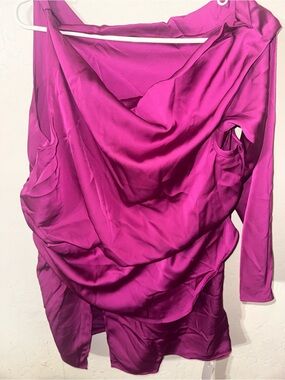 Missguided + Magenta Asymmetrical Draped Dress